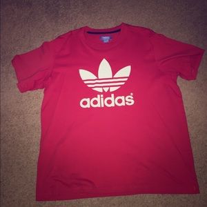 Men’s Adidas red t-shirt - mirror image on back